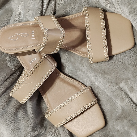 JOIE WOMENS SHOES CHIARA SANDALS SLIP ON 2 STRAPS TAN - Picture 2 of 11